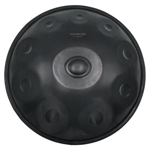 AS TEMAN Handpan Pure Black 10 Notes D Minor Scale Hangdrum with gift set - AS TEMAN