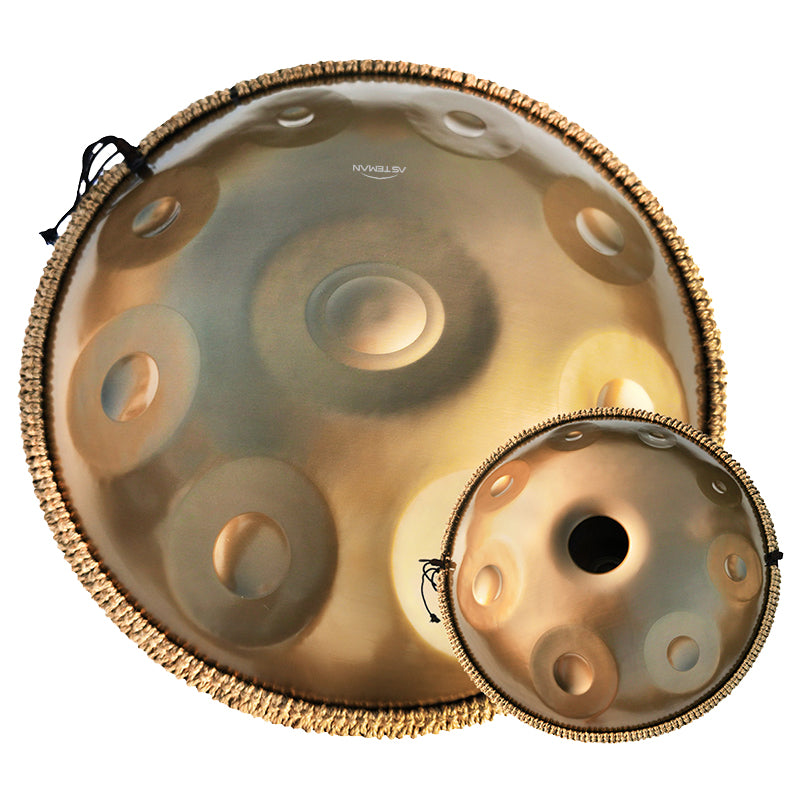 AS TEMAN Handpan Performer 17 Notes D Minor Scale Golden Hangdrum with gift set