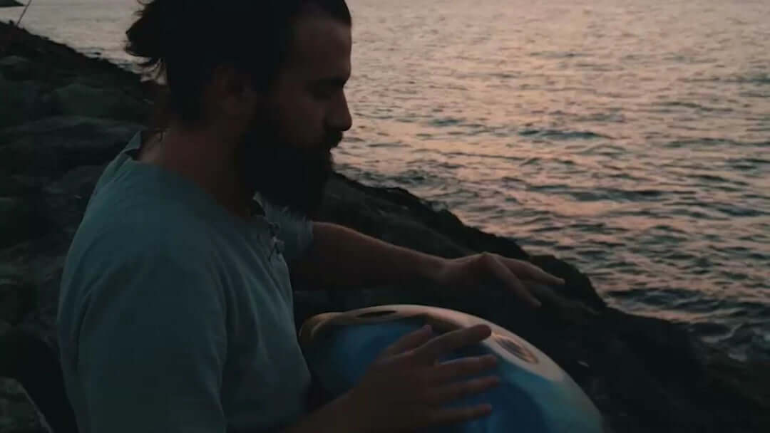 Playing handpan while traveling