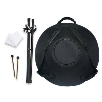 AS TEMAN Handpan Black Tortoise 10 Notes D Minor Scale Dark Grey hangdrum with gift set - AS TEMAN