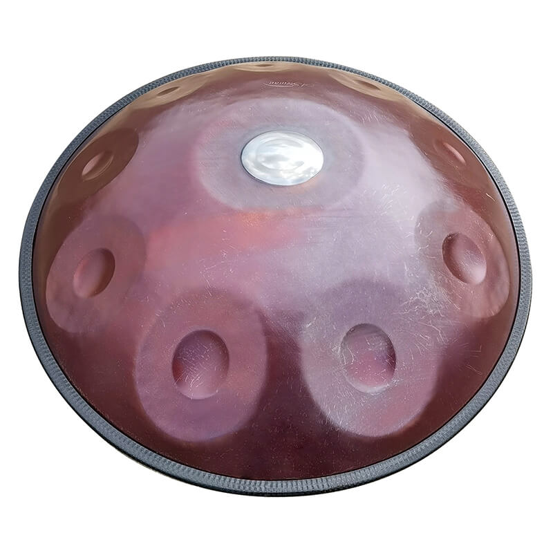 AS TEMAN Handpan CHAOS 10 Notes D Minor Scale Maroon hangdrum with gift set - AS TEMAN