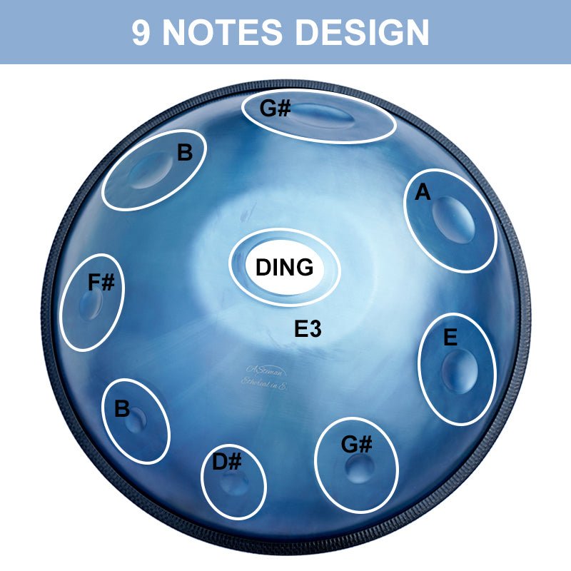 AS TEMAN Handpan Ice Age Multiple Notes & Scale Ice Blue Hangdrum with gift set - AS TEMAN
