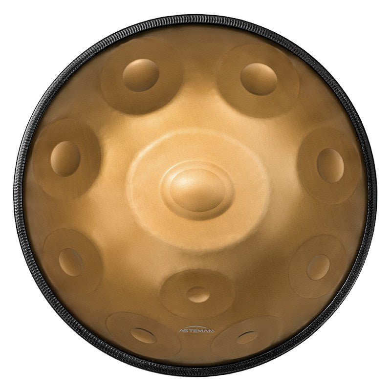 AS TEMAN Handpan Pure Gold 10 Notes D Minor Scale Hangdrum with gift set - AS TEMAN