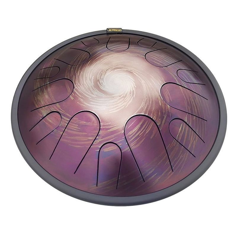 AS TEMAN Steel Tongue Drum | Black-Hole Universe Series Tank Drum for Yoga & Meditation with gift set | 14 Inch 14 Notes Purple