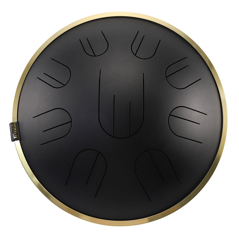 AS TEMAN Steel Tongue Drum | D Amara / C# Amara Black Tank Drum for Yoga & Meditation with gift set | 14 Inch 9 Notes